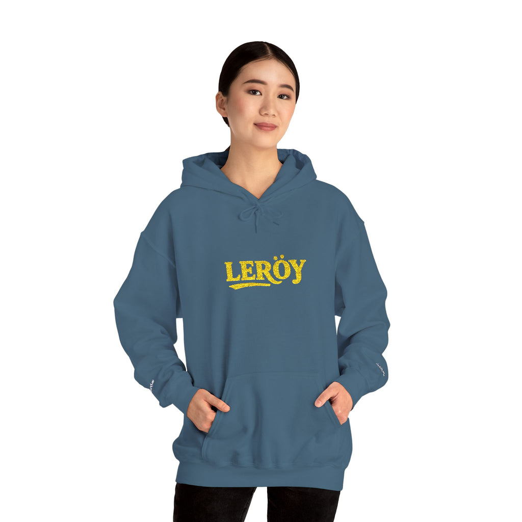 Leroy Floral Script Hoodie — White Cozy Name Graphic Sweatshirt