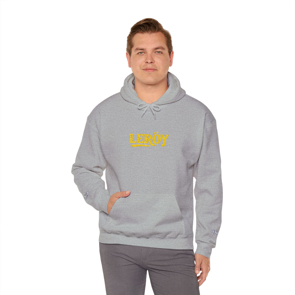 Leroy Floral Script Hoodie — White Cozy Name Graphic Sweatshirt