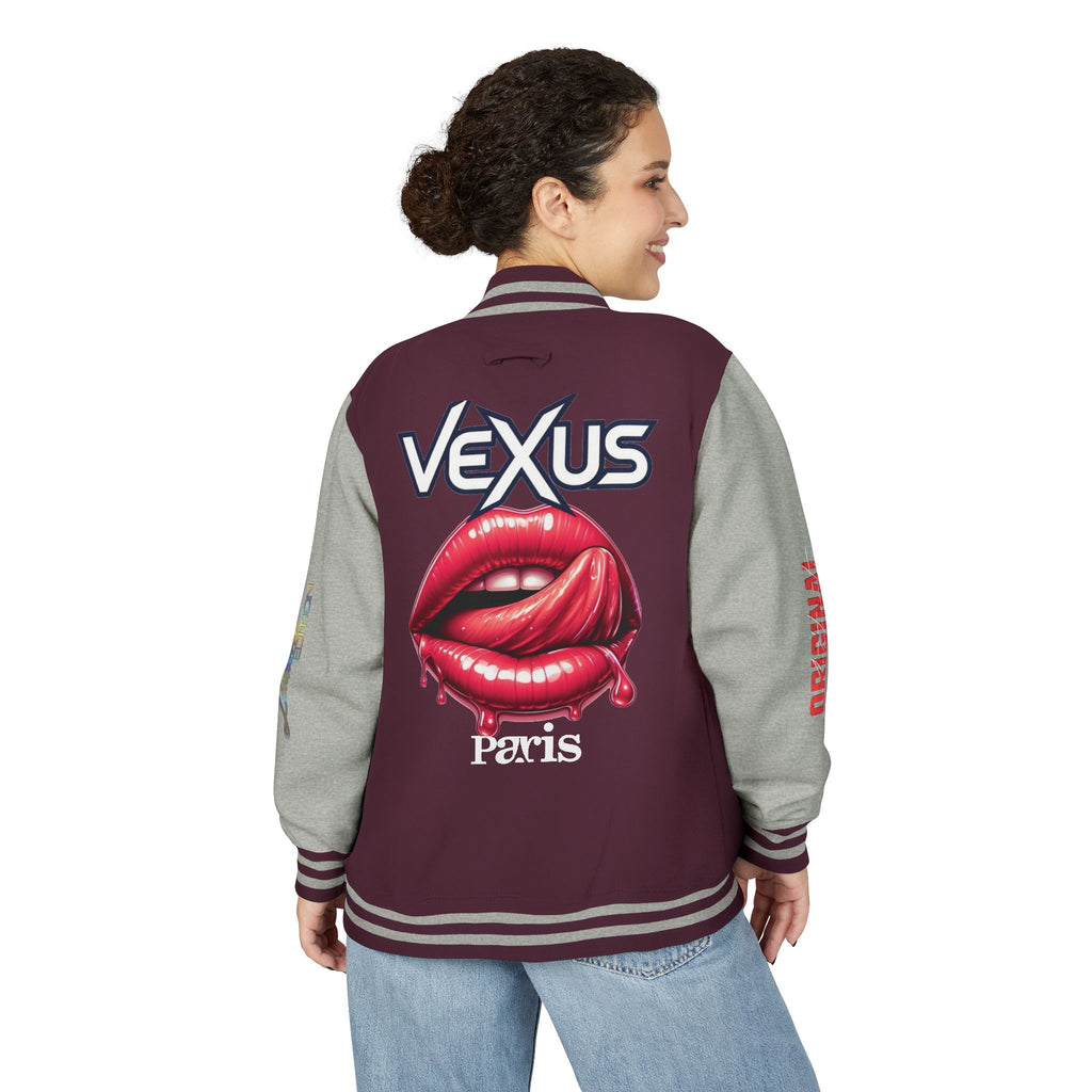 Letterman Jacket — VEXUS Paris Graphic Varsity Jacket with Lip Logo