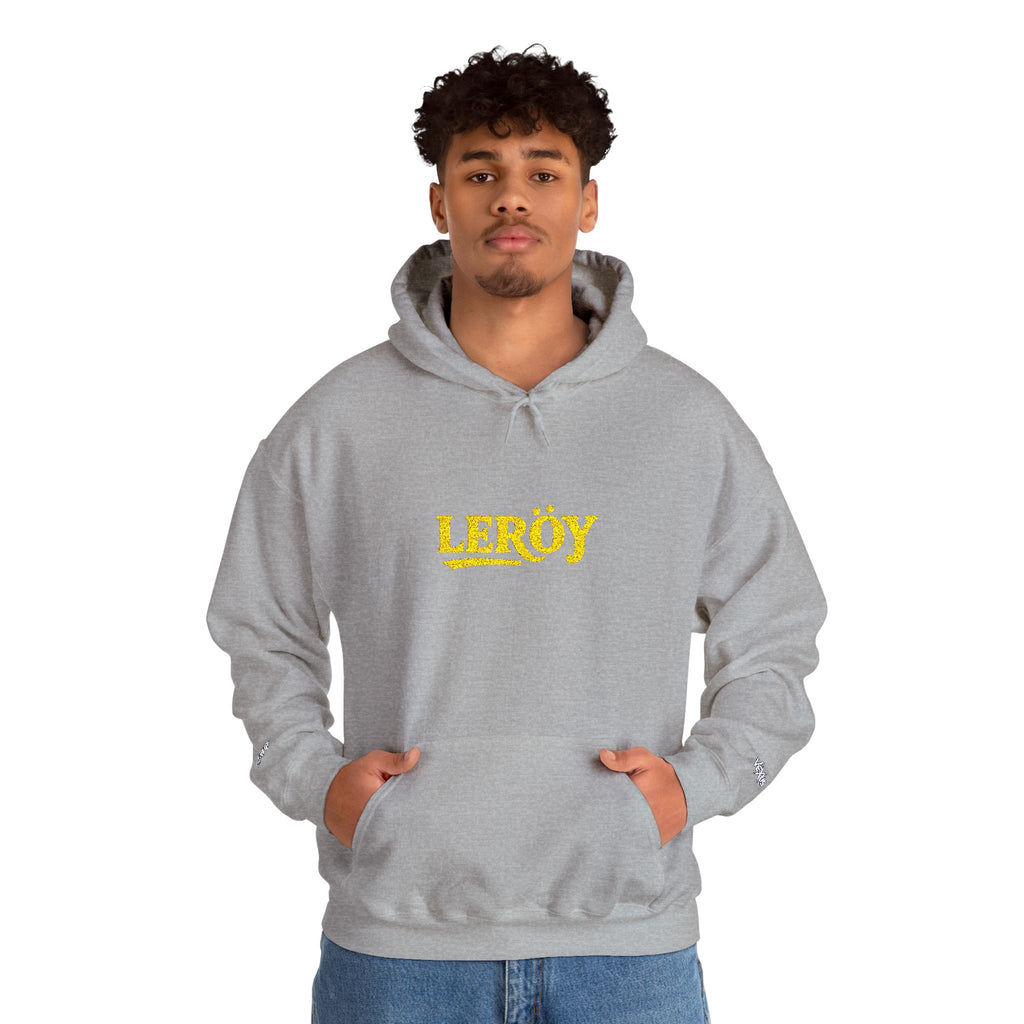 Leroy Floral Script Hoodie — White Cozy Name Graphic Sweatshirt