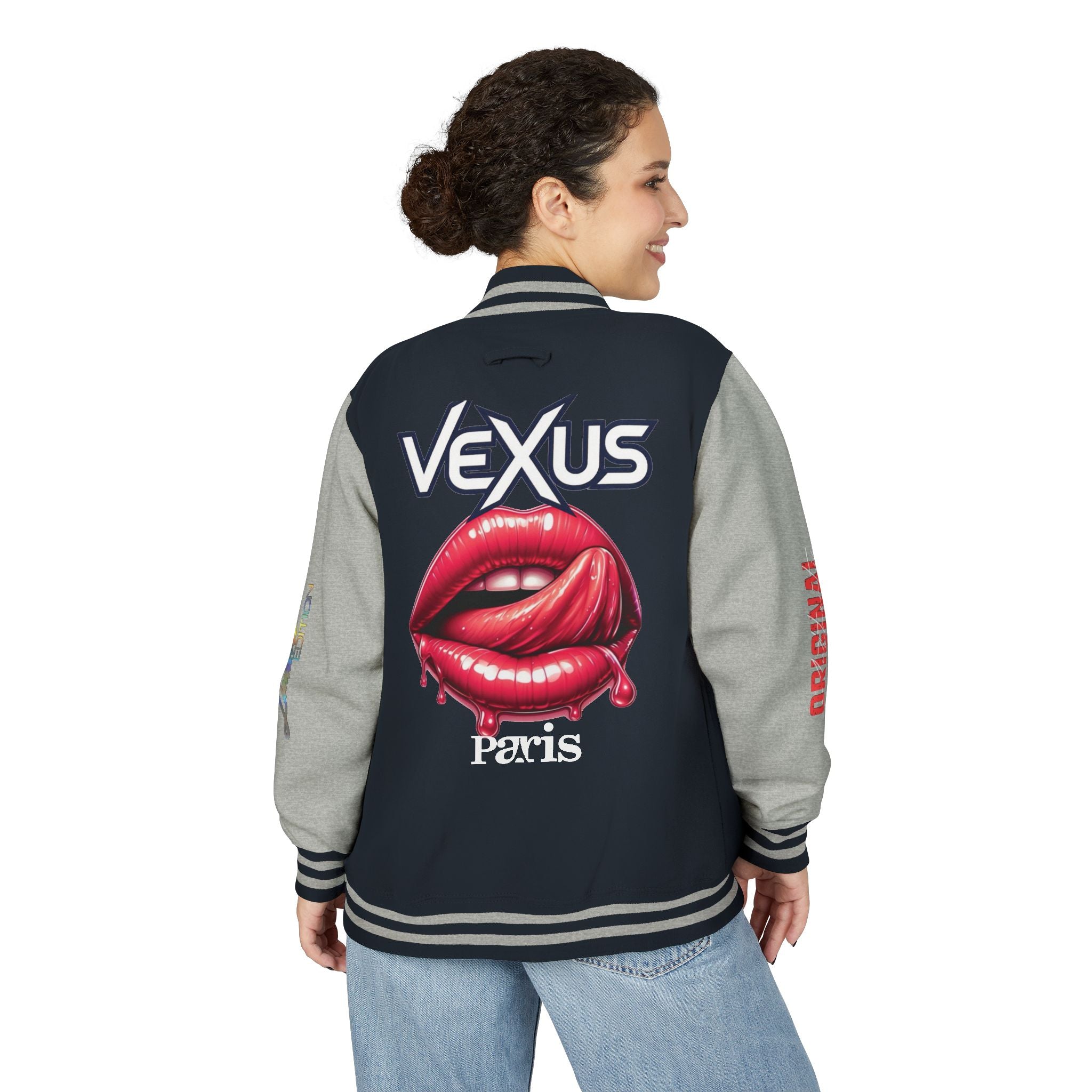 Letterman Jacket — VEXUS Paris Graphic Varsity Jacket with Lip Logo