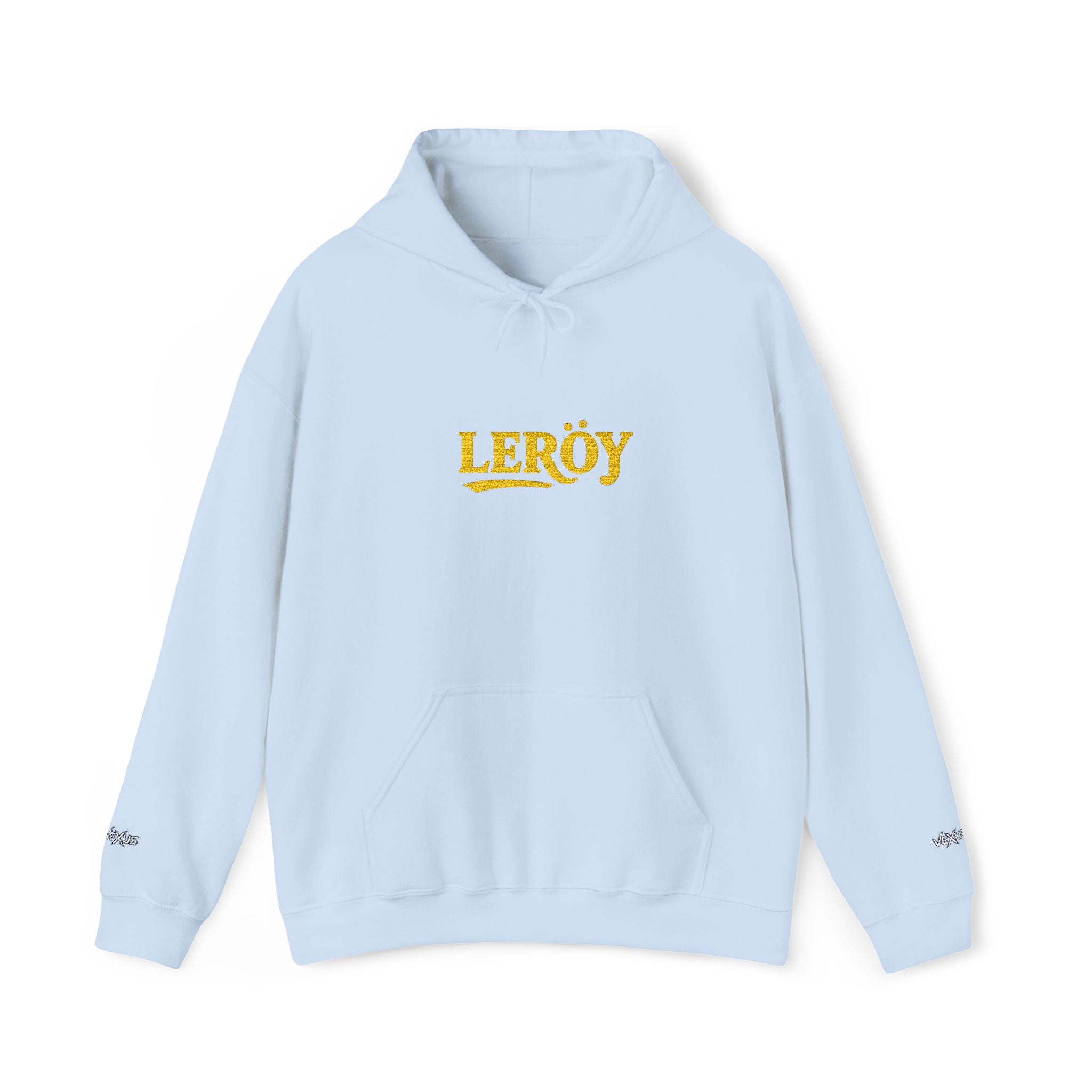 Leroy Floral Script Hoodie — White Cozy Name Graphic Sweatshirt