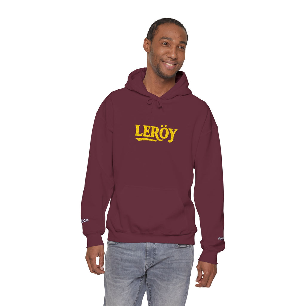 Leroy Floral Script Hoodie — White Cozy Name Graphic Sweatshirt