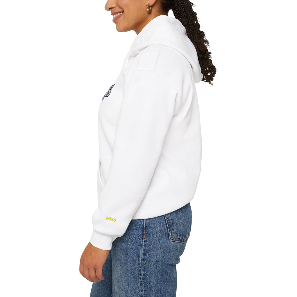 Vexus Logo Hoodie — White Streetwear Pullover with Distressed Graphic