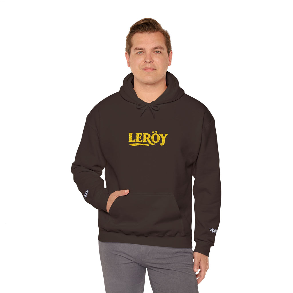 Leroy Floral Script Hoodie — White Cozy Name Graphic Sweatshirt