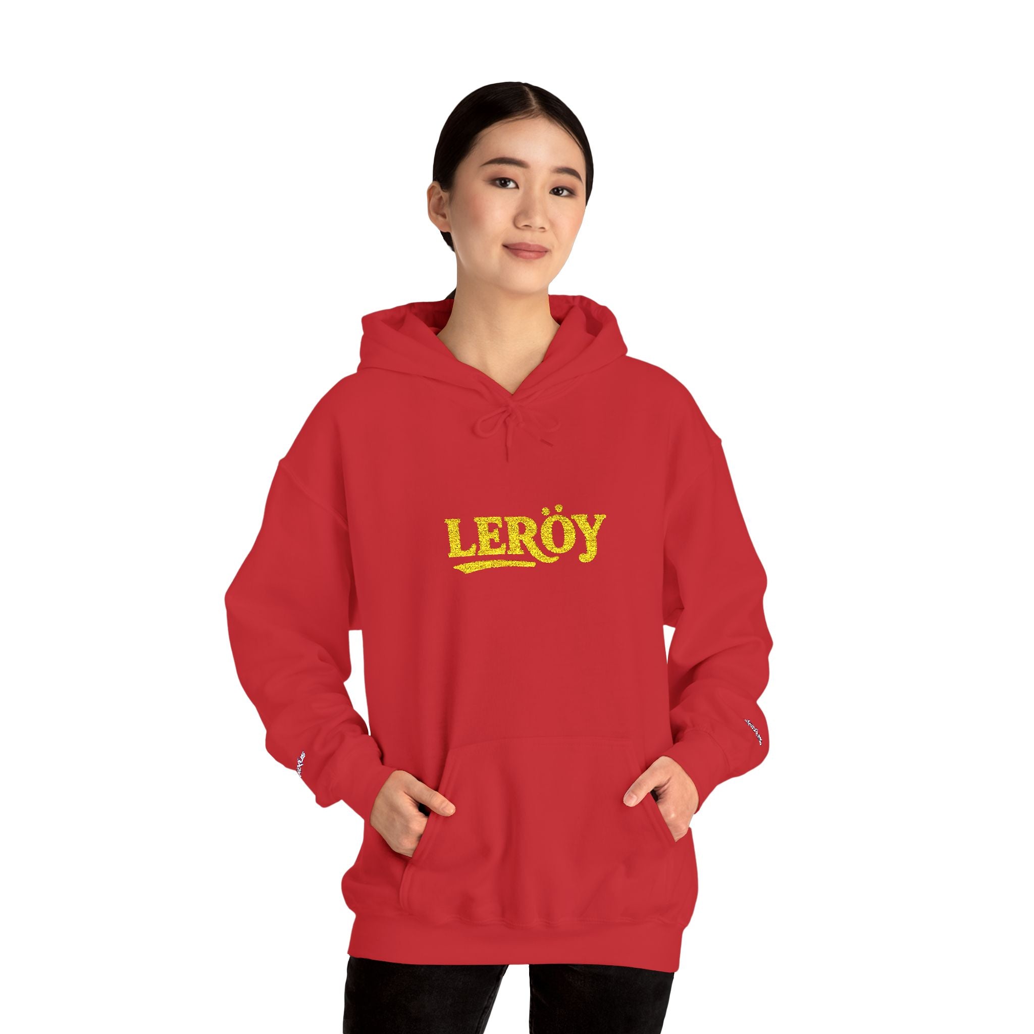 Leroy Floral Script Hoodie — White Cozy Name Graphic Sweatshirt