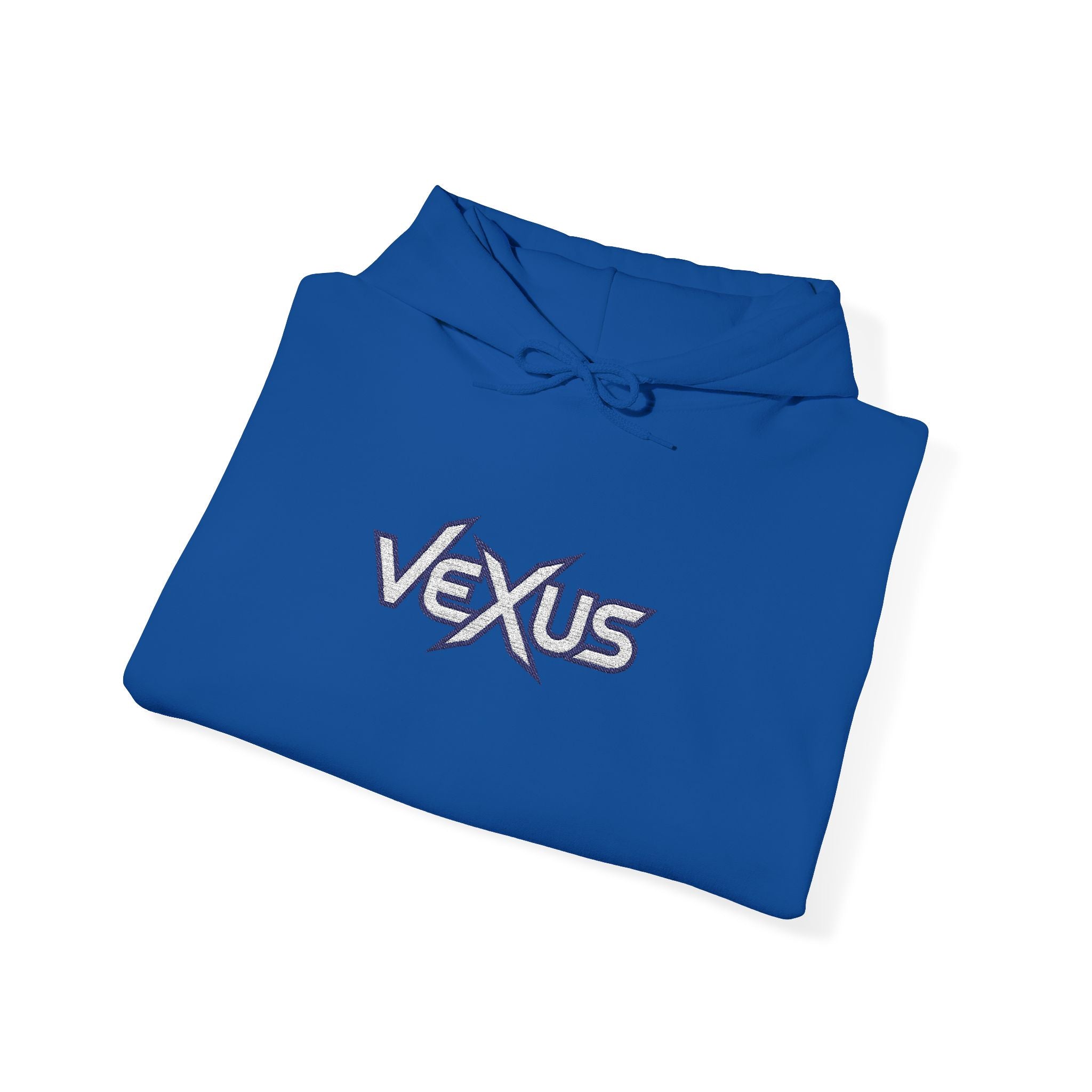 Vexus Logo Hoodie — White Streetwear Pullover with Distressed Graphic
