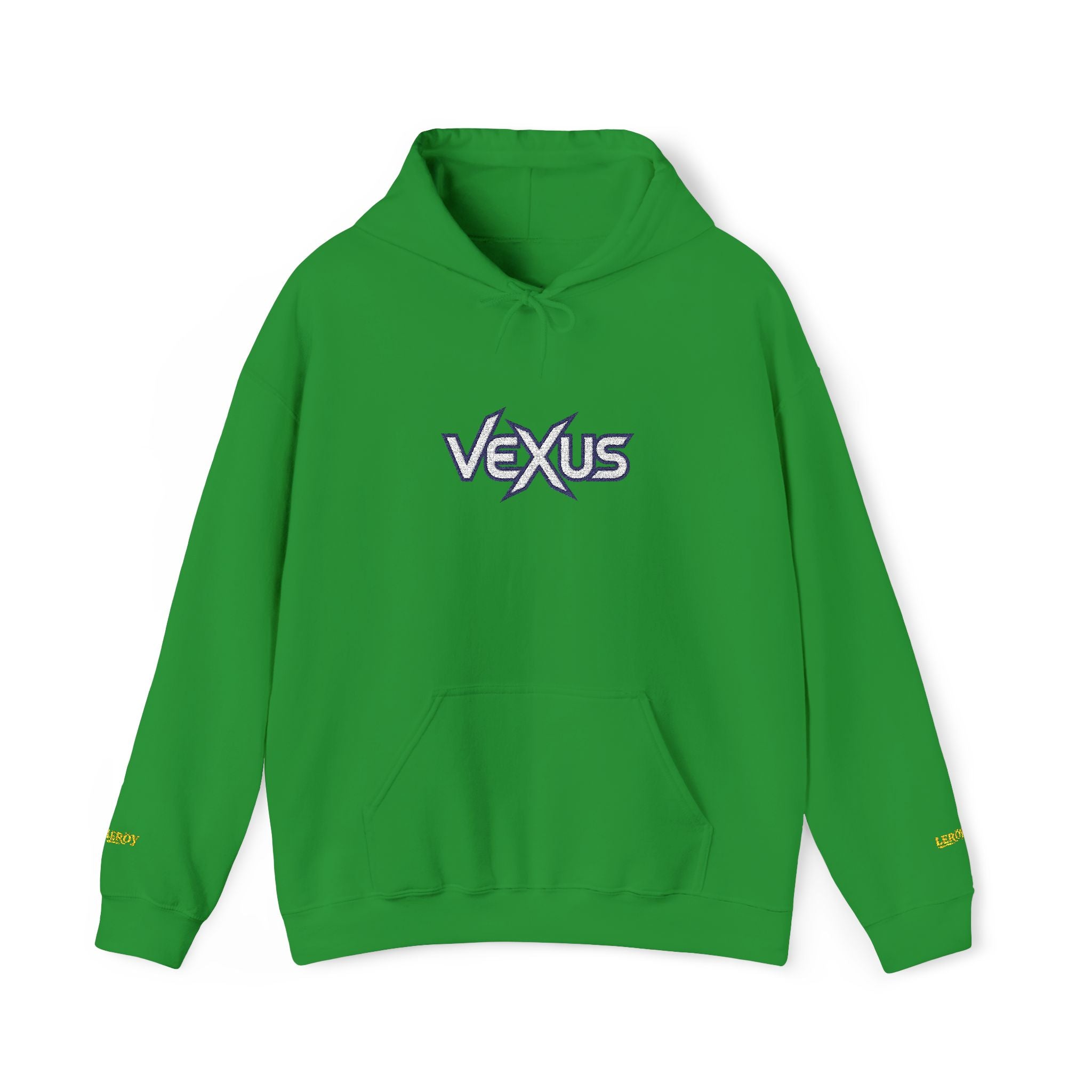 Vexus Logo Hoodie — White Streetwear Pullover with Distressed Graphic
