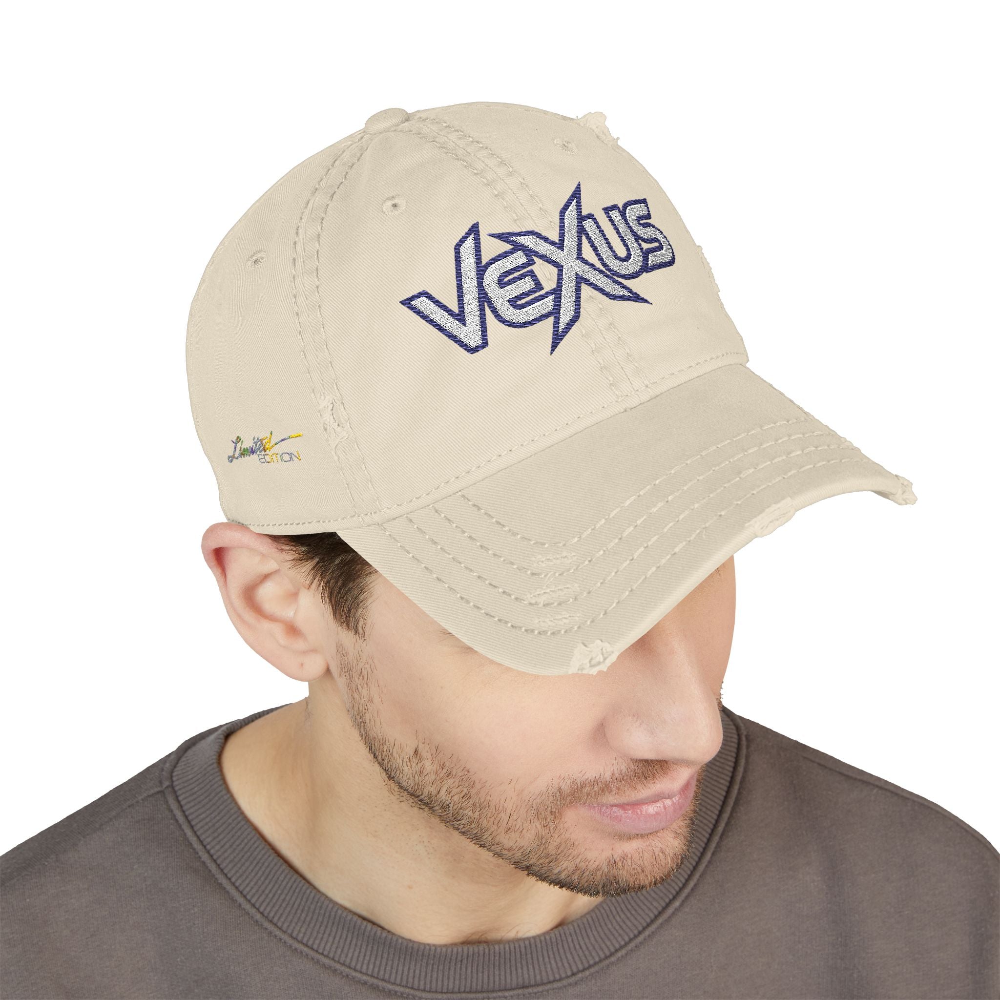 Vexus Leroy Distressed Dad Hat - Embroidered Cap for Casual Style