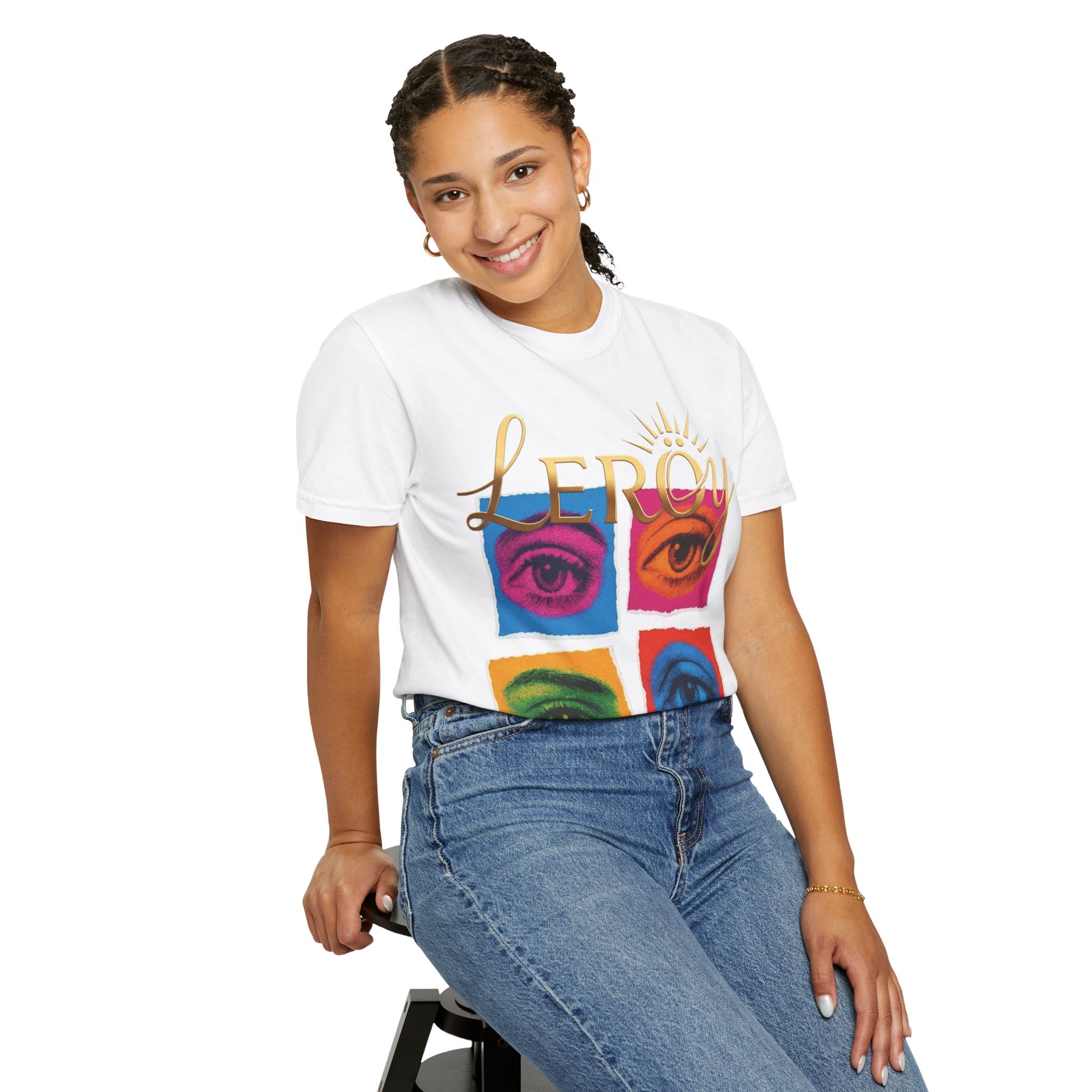 🎨 T-Shirt LERÖY Eye Pop Art  — Retro Psychedelic Graphic Tee with Colorful Eyes