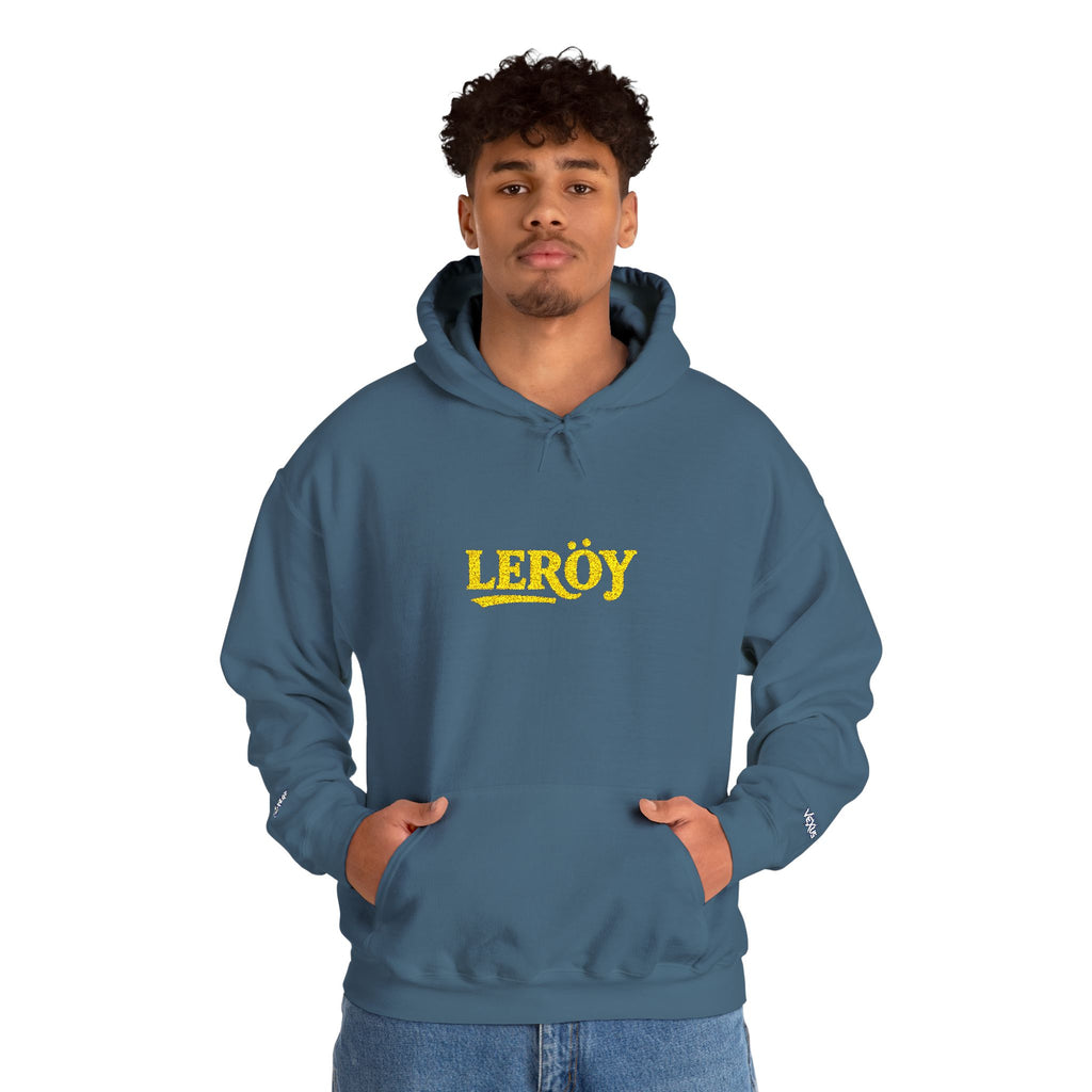 Leroy Floral Script Hoodie — White Cozy Name Graphic Sweatshirt