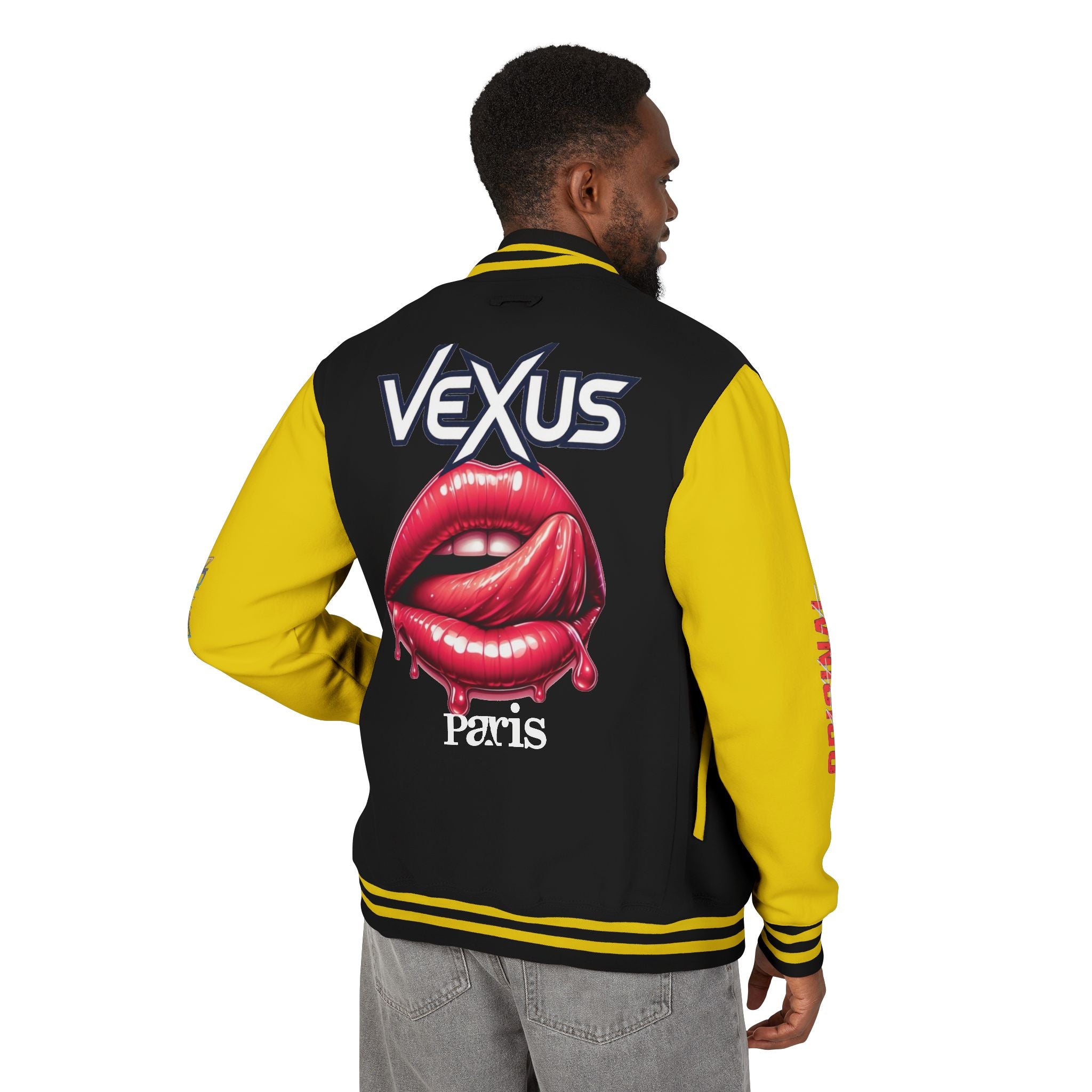 Letterman Jacket — VEXUS Paris Graphic Varsity Jacket with Lip Logo