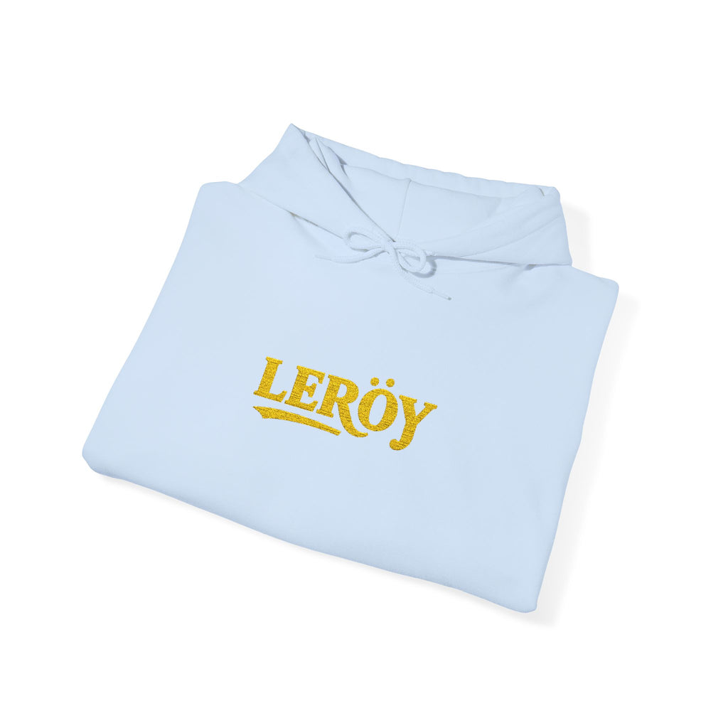 Leroy Floral Script Hoodie — White Cozy Name Graphic Sweatshirt