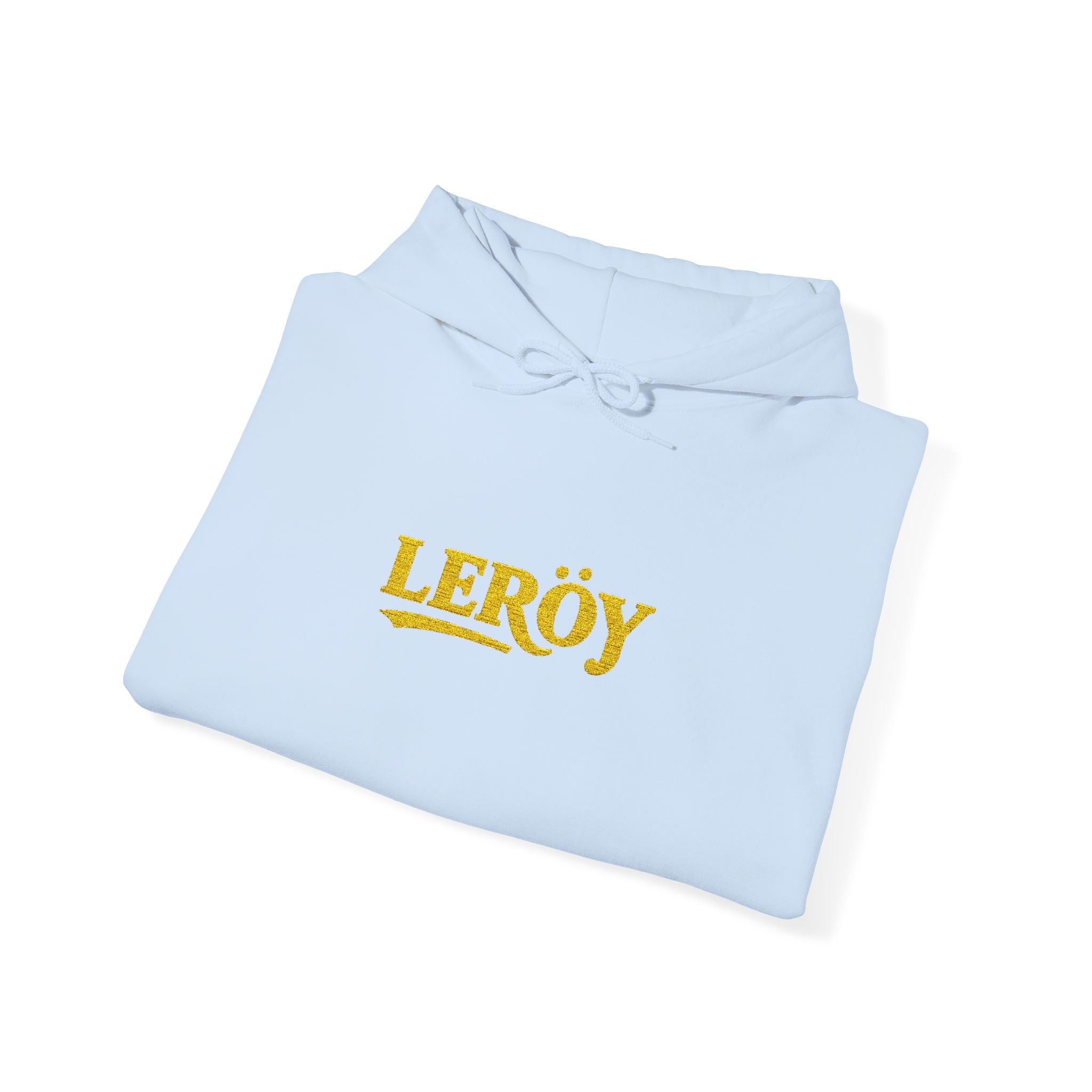 Leroy Floral Script Hoodie — White Cozy Name Graphic Sweatshirt