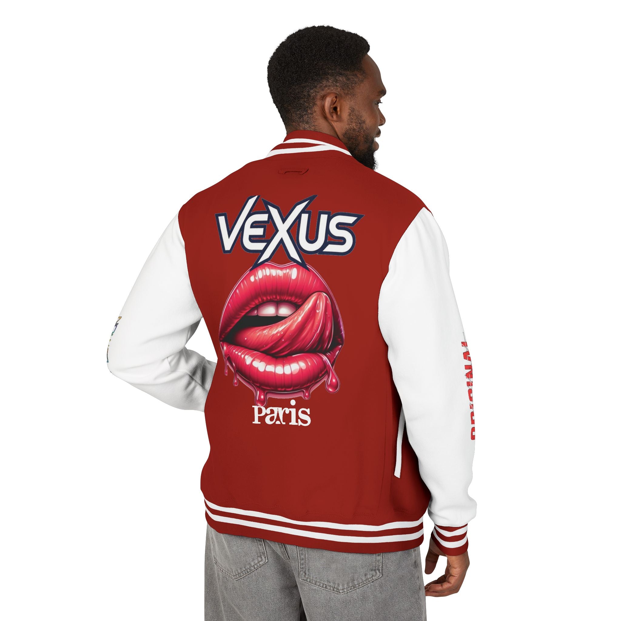 Letterman Jacket — VEXUS Paris Graphic Varsity Jacket with Lip Logo