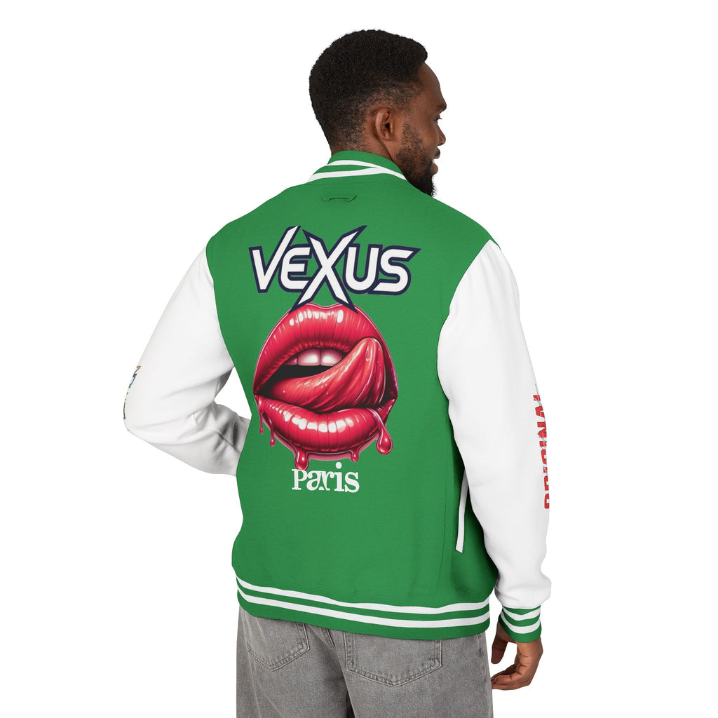 Letterman Jacket — VEXUS Paris Graphic Varsity Jacket with Lip Logo