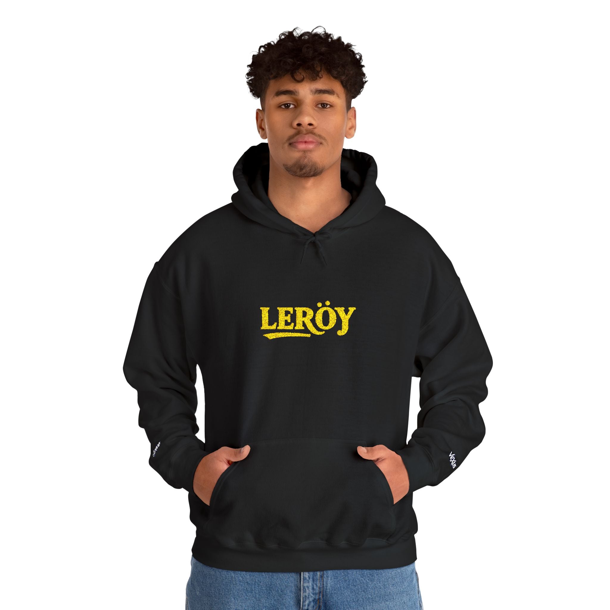 Leroy Floral Script Hoodie — White Cozy Name Graphic Sweatshirt
