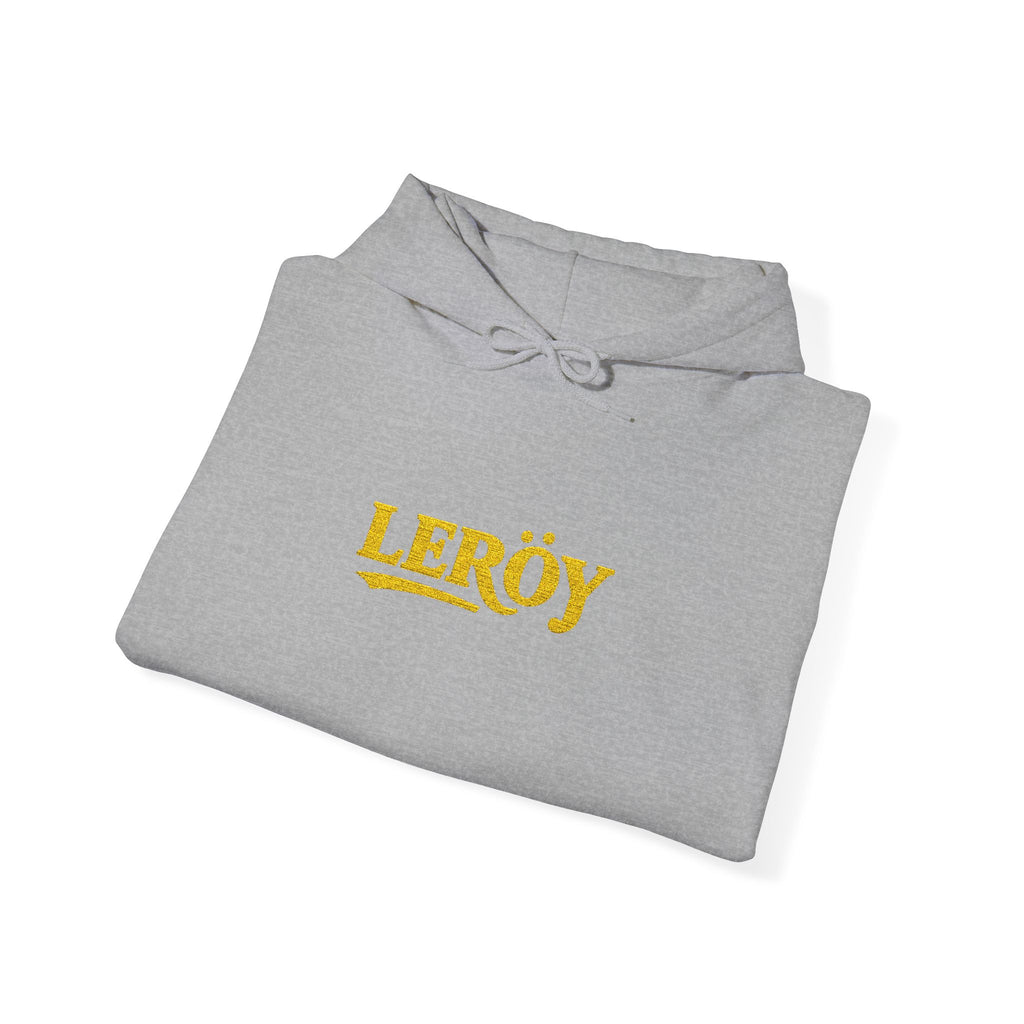 Leroy Floral Script Hoodie — White Cozy Name Graphic Sweatshirt