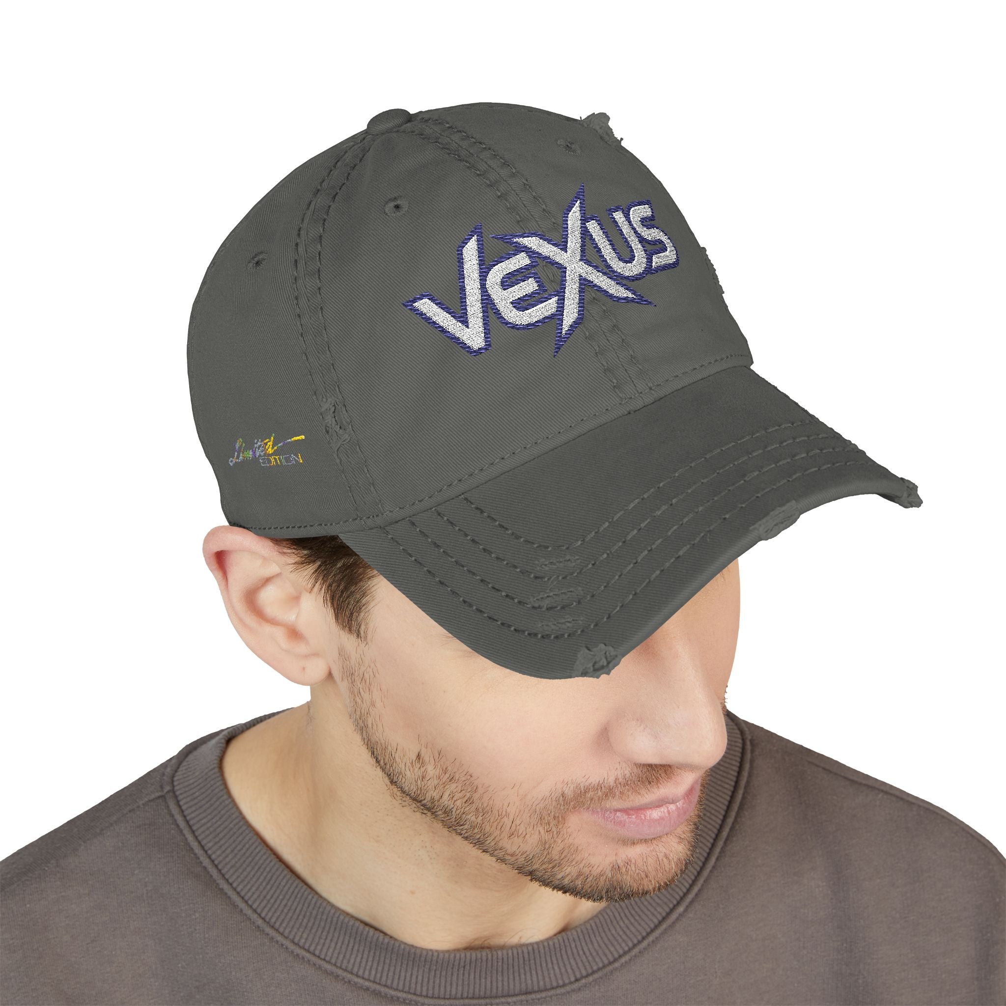 Vexus Leroy Distressed Dad Hat - Embroidered Cap for Casual Style