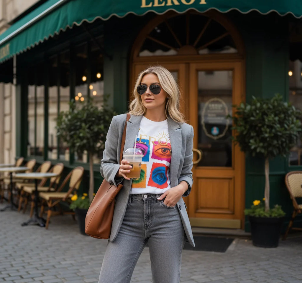 🎨 T-Shirt LERÖY Eye Pop Art  — Retro Psychedelic Graphic Tee with Colorful Eyes